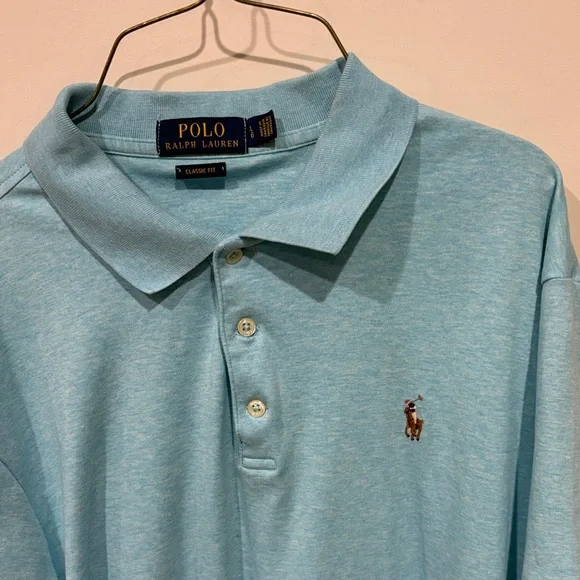 Polo by Ralph Lauren Sky Blue Men's Polo Shirt Classic Fit Size L - Picture 4 of 5